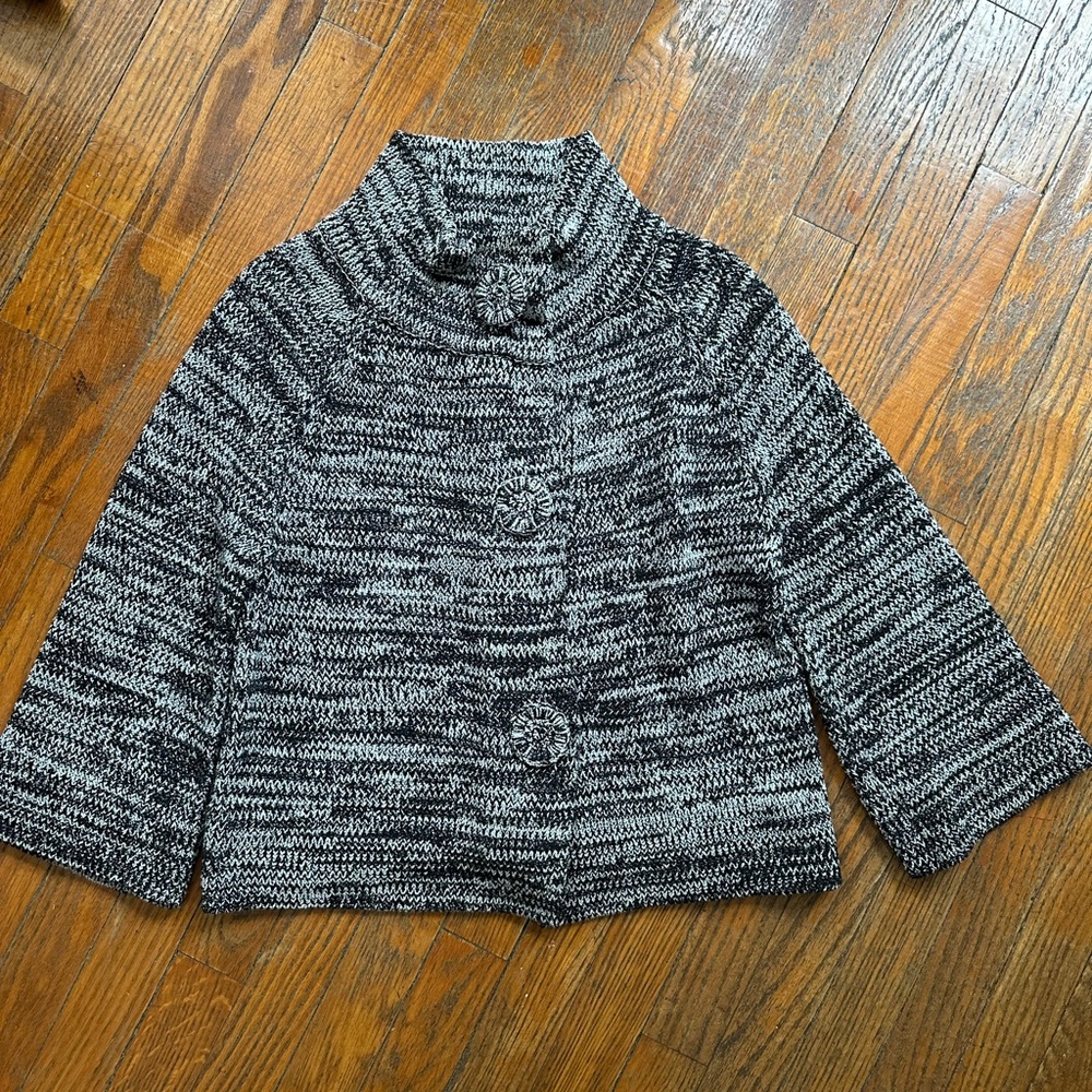 Rafaella Black & Light Gray Women's Knit Cardigan Jacket